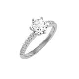 EcoMoissanite 1.47 CTW Round Colorless Moissanite Side Stone Ring