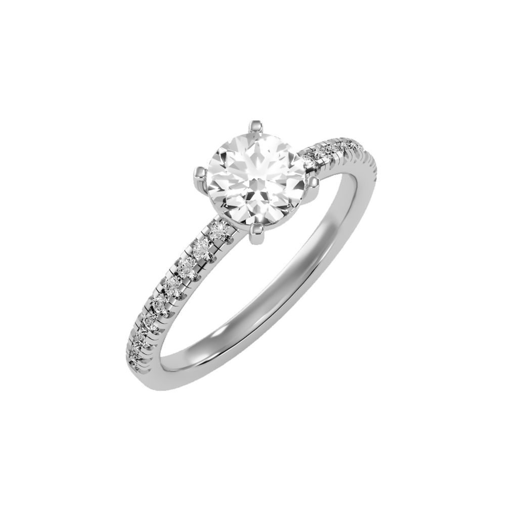 EcoMoissanite 1.26 CTW Round Colorless Moissanite Side Stone Ring