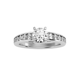 EcoMoissanite 1.57 CTW Round Colorless Moissanite Side Stone Ring