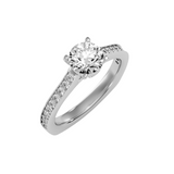 EcoMoissanite 1.62 CTW Round Colorless Moissanite Side Stone Ring