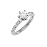 EcoMoissanite 1.43 CTW Round Colorless Moissanite Side Stone Ring