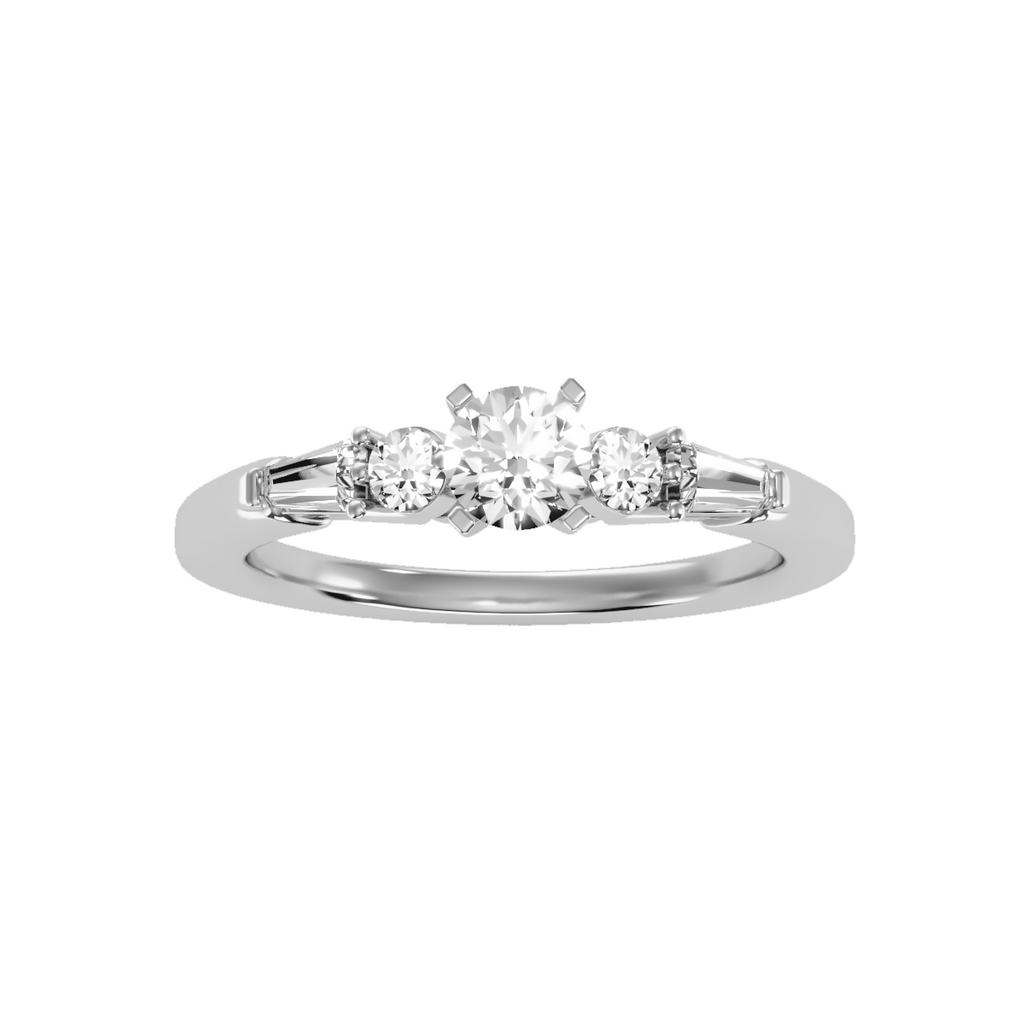 EcoMoissanite 0.89 CTW Round Colorless Moissanite Side Stone Ring