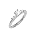 EcoMoissanite 0.77 CTW Round Colorless Moissanite Side Stone Ring