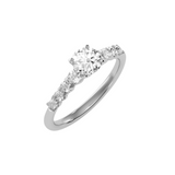 EcoMoissanite 1.10 CTW Round Colorless Moissanite Side Stone Ring