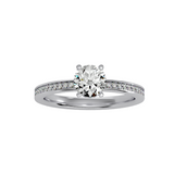 EcoMoissanite 0.78 CTW Round Colorless Moissanite Side Stone Ring