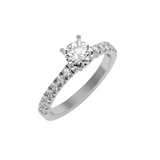 EcoMoissanite 1.17 CTW Round Colorless Moissanite Side Stone Ring