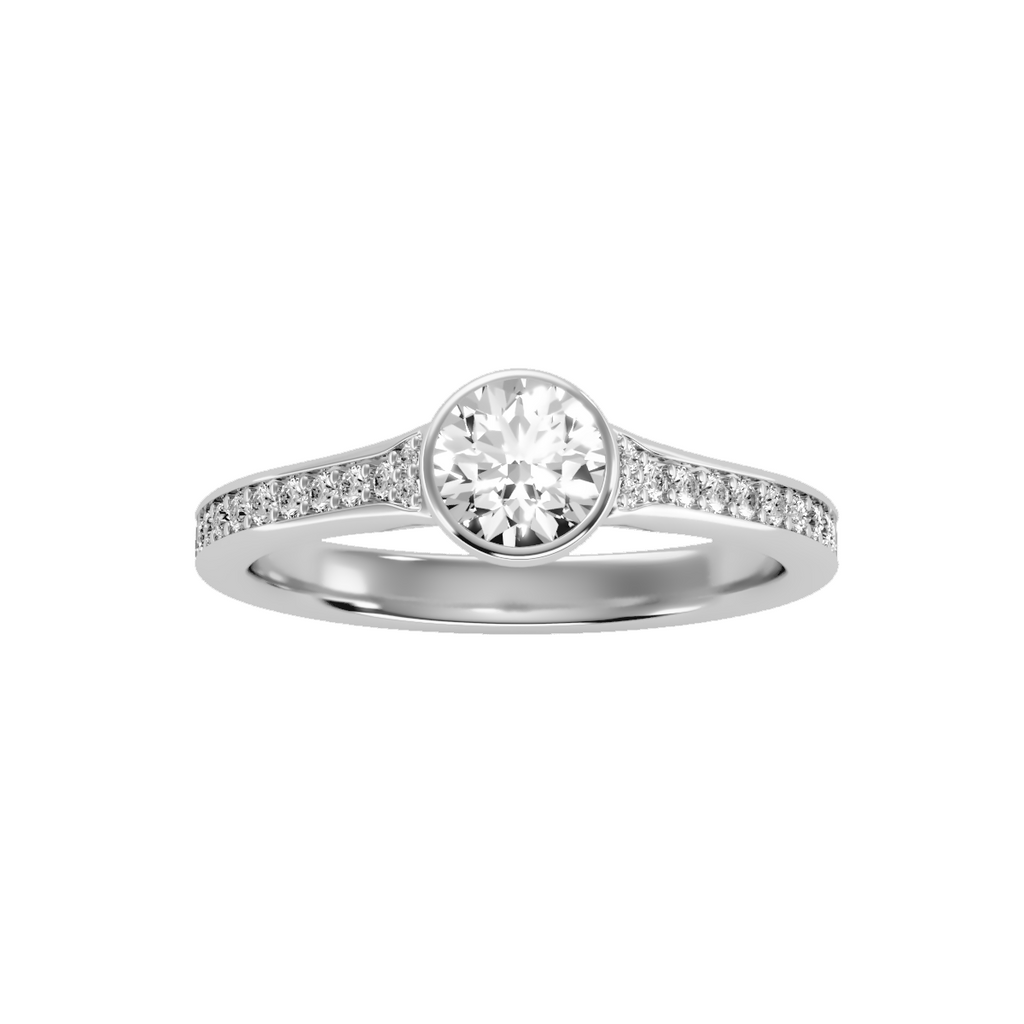 EcoMoissanite 0.92 CTW Round Colorless Moissanite Side Stone Ring