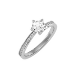 EcoMoissanite 0.85 CTW Round Colorless Moissanite Side Stone Ring