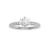 EcoMoissanite 1.03 CTW Round Colorless Moissanite Side Stone Ring