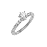 EcoMoissanite 1.03 CTW Round Colorless Moissanite Side Stone Ring