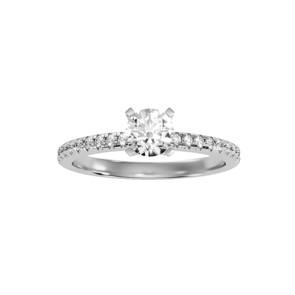 EcoMoissanite 0.91 CTW Round Colorless Moissanite Side Stone Ring