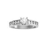 EcoMoissanite 0.96 CTW Round Colorless Moissanite Side Stone Ring
