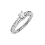 EcoMoissanite 0.87 CTW Round Colorless Moissanite Side Stone Ring