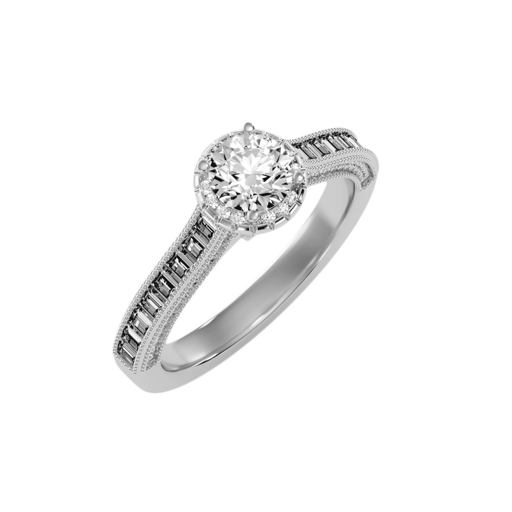 EcoMoissanite 1.33 CTW Round Colorless Moissanite Side Stone Ring