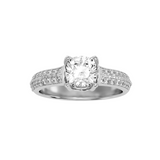 EcoMoissanite 1.79 CTW Cushion Colorless Moissanite Side Stone Ring