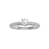 EcoMoissanite 1.12 CTW Round Colorless Moissanite Side Stone Ring