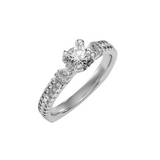 EcoMoissanite 1.01 CTW Round Colorless Moissanite Side Stone Ring
