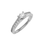 EcoMoissanite 0.83 CTW Round Colorless Moissanite Side Stone Ring