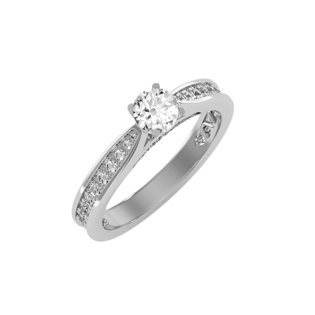 EcoMoissanite 0.81 CTW Round Colorless Moissanite Side Stone Ring