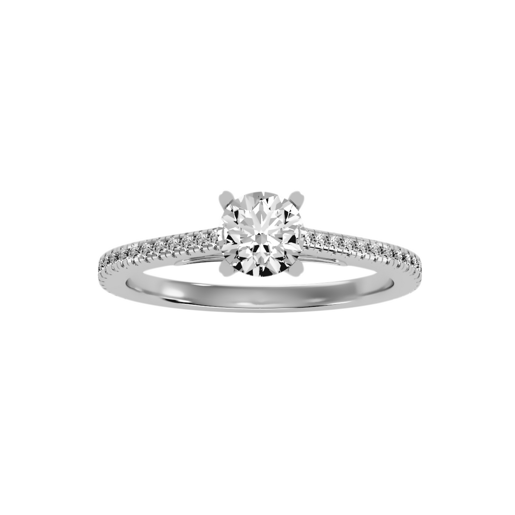 EcoMoissanite 0.80 CTW Round Colorless Moissanite Side Stone Ring