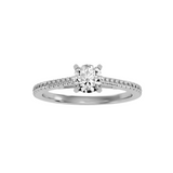 EcoMoissanite 0.80 CTW Round Colorless Moissanite Side Stone Ring