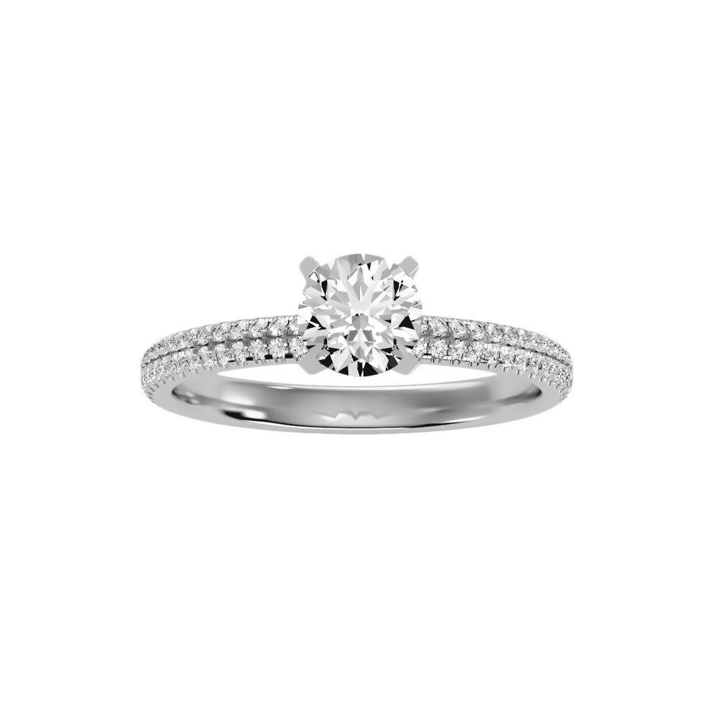 EcoMoissanite 1.14 CTW Round Colorless Moissanite Side Stone Ring