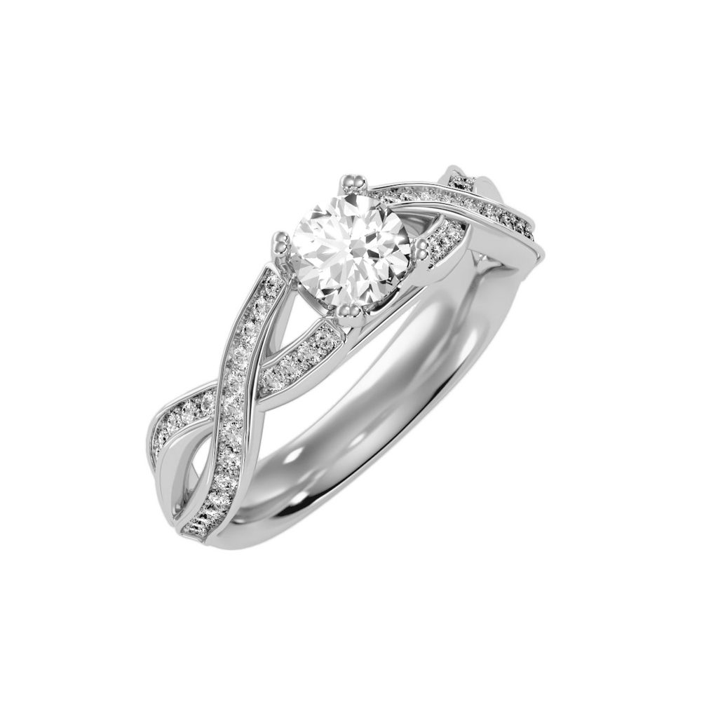 EcoMoissanite 1.02 CTW Round Colorless Moissanite Side Stone Ring
