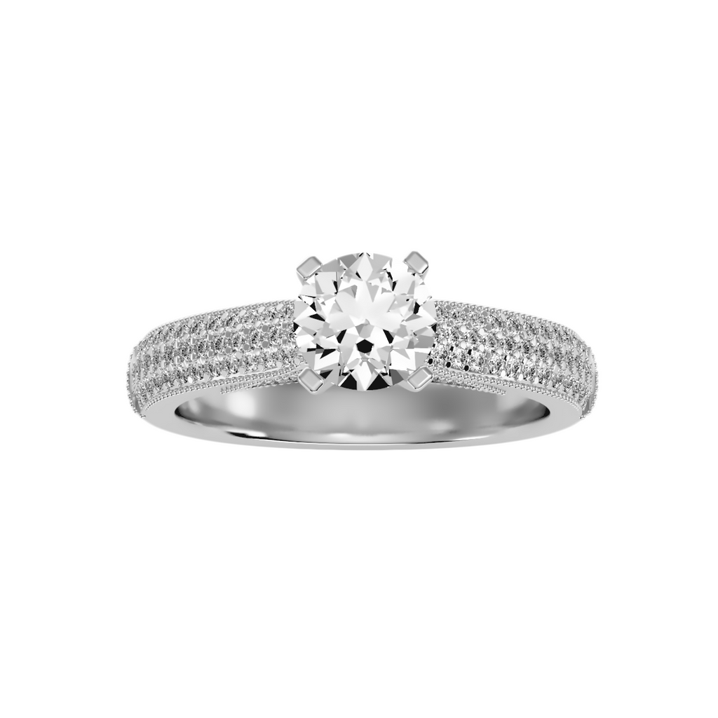 EcoMoissanite 1.51 CTW Round Colorless Moissanite Side Stone Ring