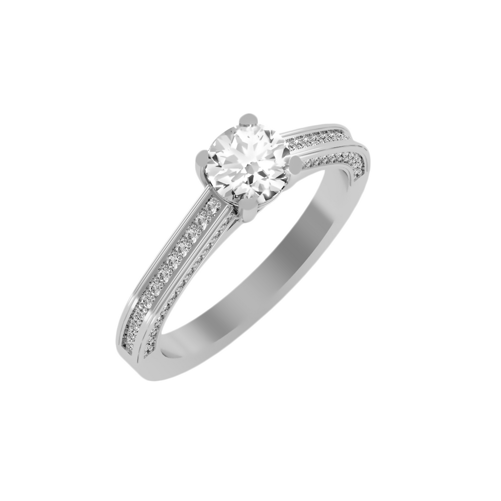 EcoMoissanite 1.11 CTW Round Colorless Moissanite Side Stone Ring