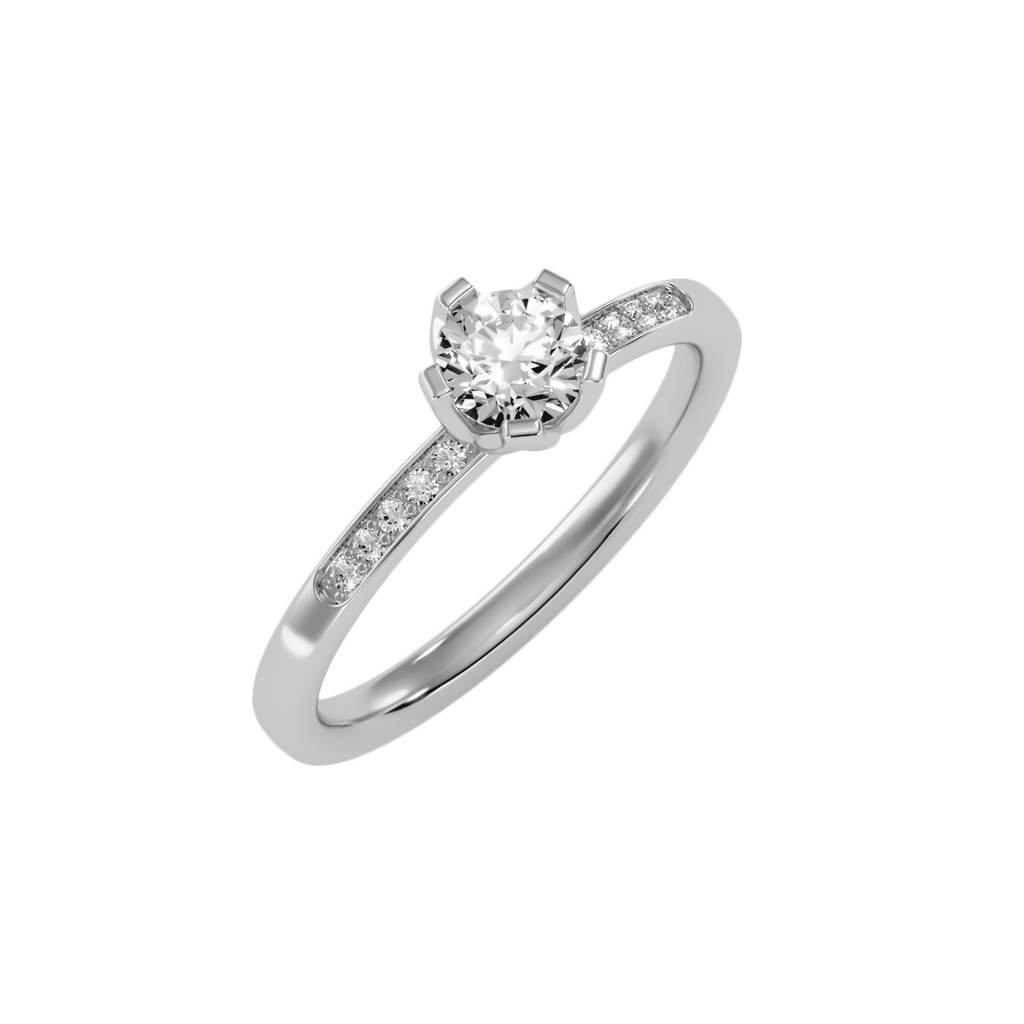EcoMoissanite 0.54 CTW Round Colorless Moissanite Side Stone Ring