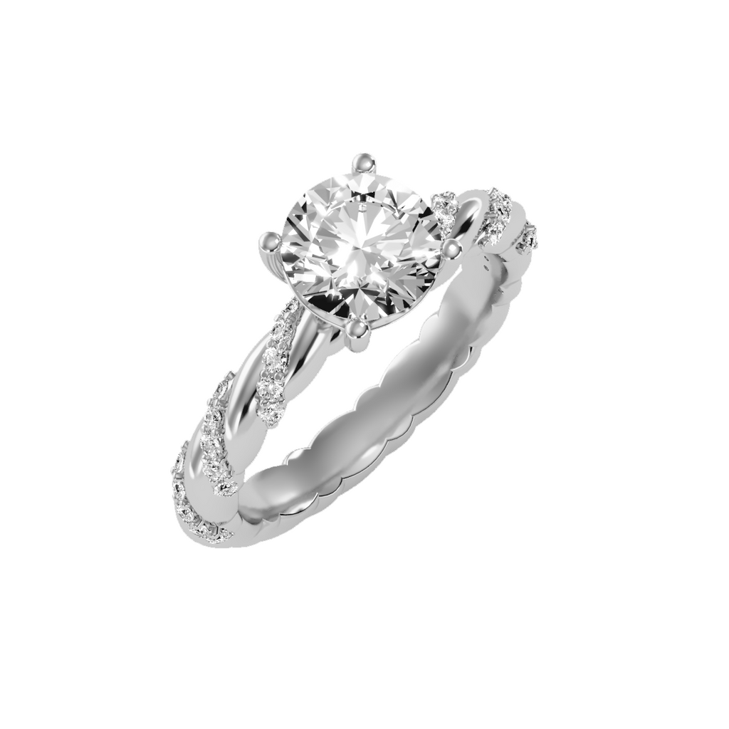 EcoMoissanite 1.78 CTW Round Colorless Moissanite Side Stone Ring