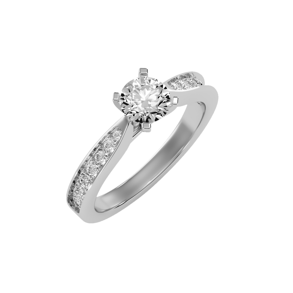 EcoMoissanite 1.42 CTW Round Colorless Moissanite Side Stone Ring