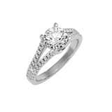 EcoMoissanite 1.66 CTW Round Colorless Moissanite Side Stone Ring