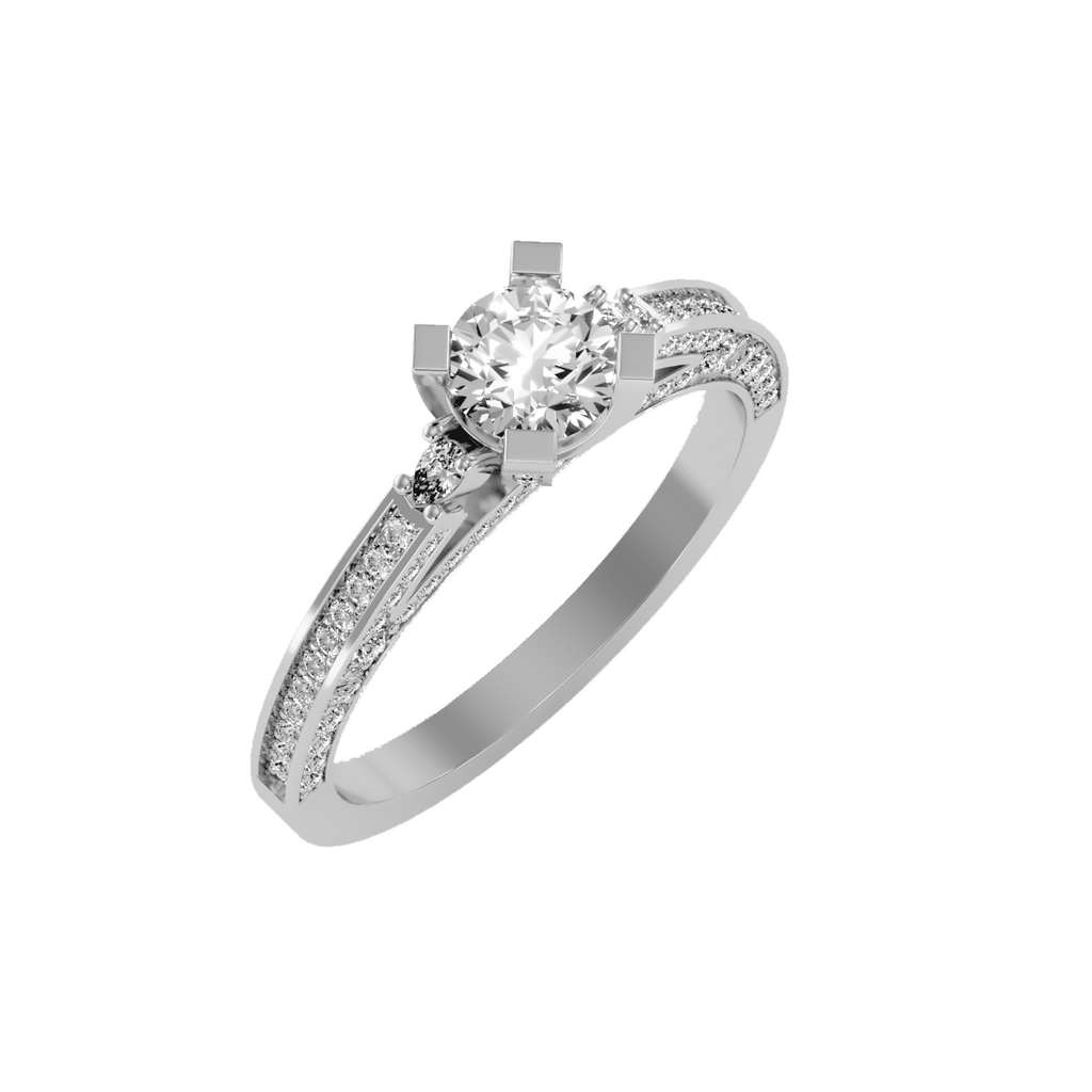 EcoMoissanite 1.16 CTW Round Colorless Moissanite Side Stone Ring