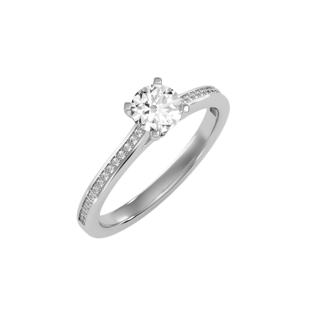 EcoMoissanite 0.75 CTW Round Colorless Moissanite Side Stone Ring