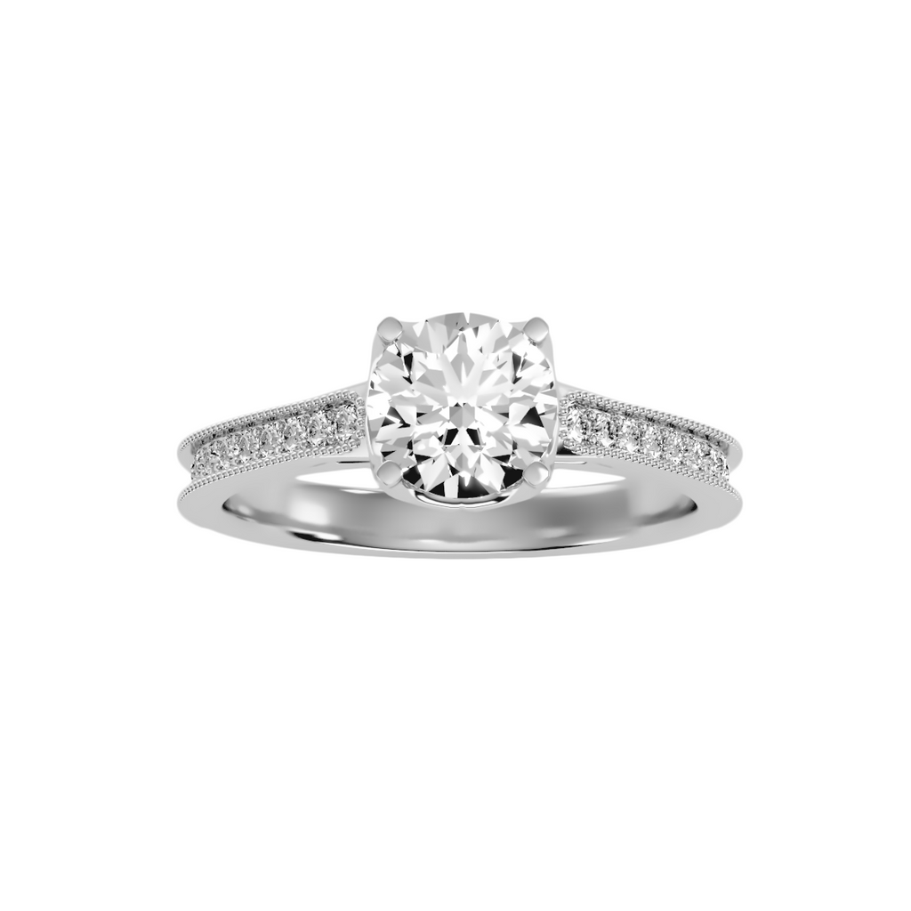 EcoMoissanite 1.48 CTW Round Colorless Moissanite Side Stone Ring