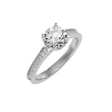 EcoMoissanite 1.48 CTW Round Colorless Moissanite Side Stone Ring