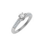 EcoMoissanite 0.69 CTW Round Colorless Moissanite Side Stone Ring
