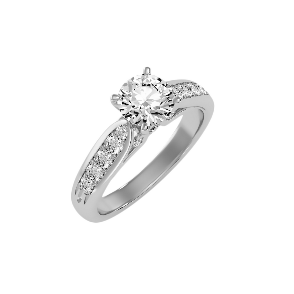 EcoMoissanite 1.41 CTW Round Colorless Moissanite Side Stone Ring