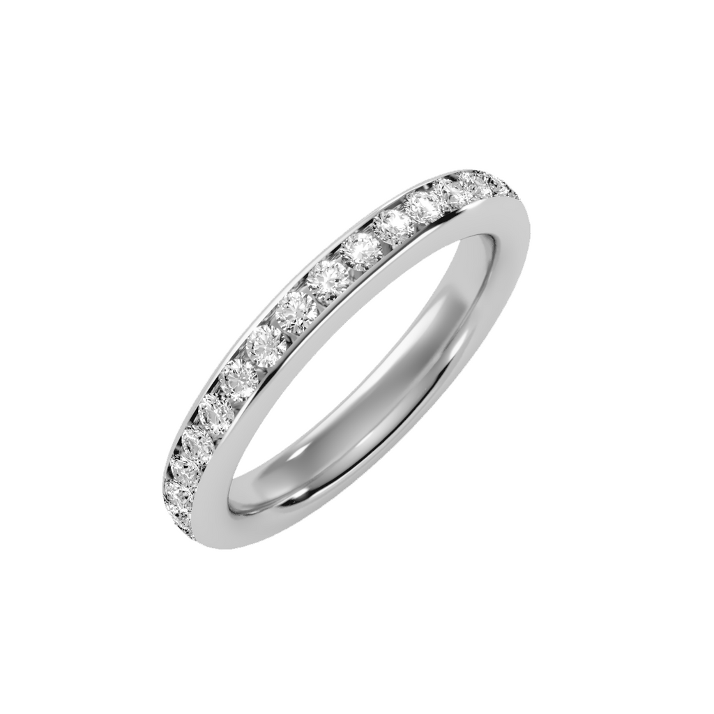 EcoMoissanite 0.96 CTW Round Colorless Moissanite Channel Set Eternity Ring