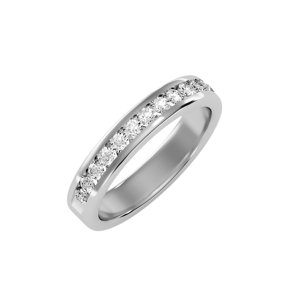 EcoMoissanite 0.52 CTW Round Colorless Moissanite Channel Anniversary Band