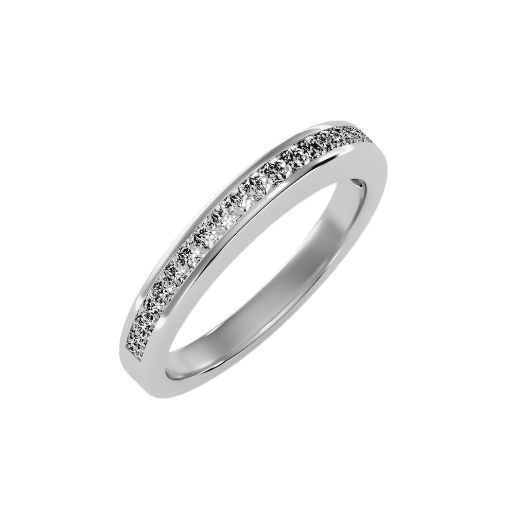EcoMoissanite 0.57 CTW Princess Colorless Moissanite Channel Anniversary Band