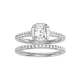 EcoMoissanite 1.10 CTW Princess Colorless Moissanite with Side Accents Bridal Set
