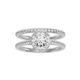EcoMoissanite 1.14 CTW Round Colorless Moissanite Halo with Side Accents Bridal Set